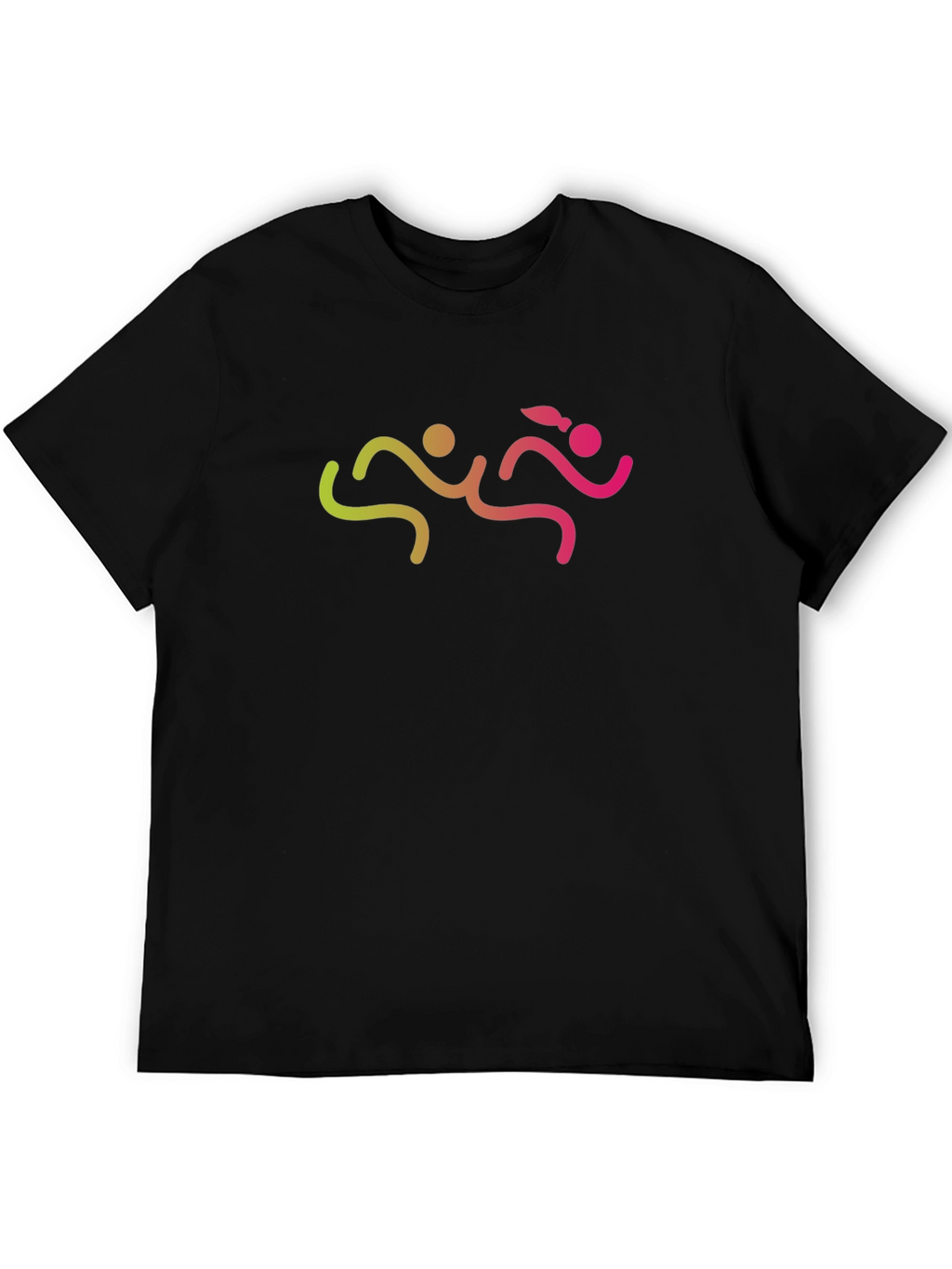 Mens Black Graphic Tee - Running Couple Design