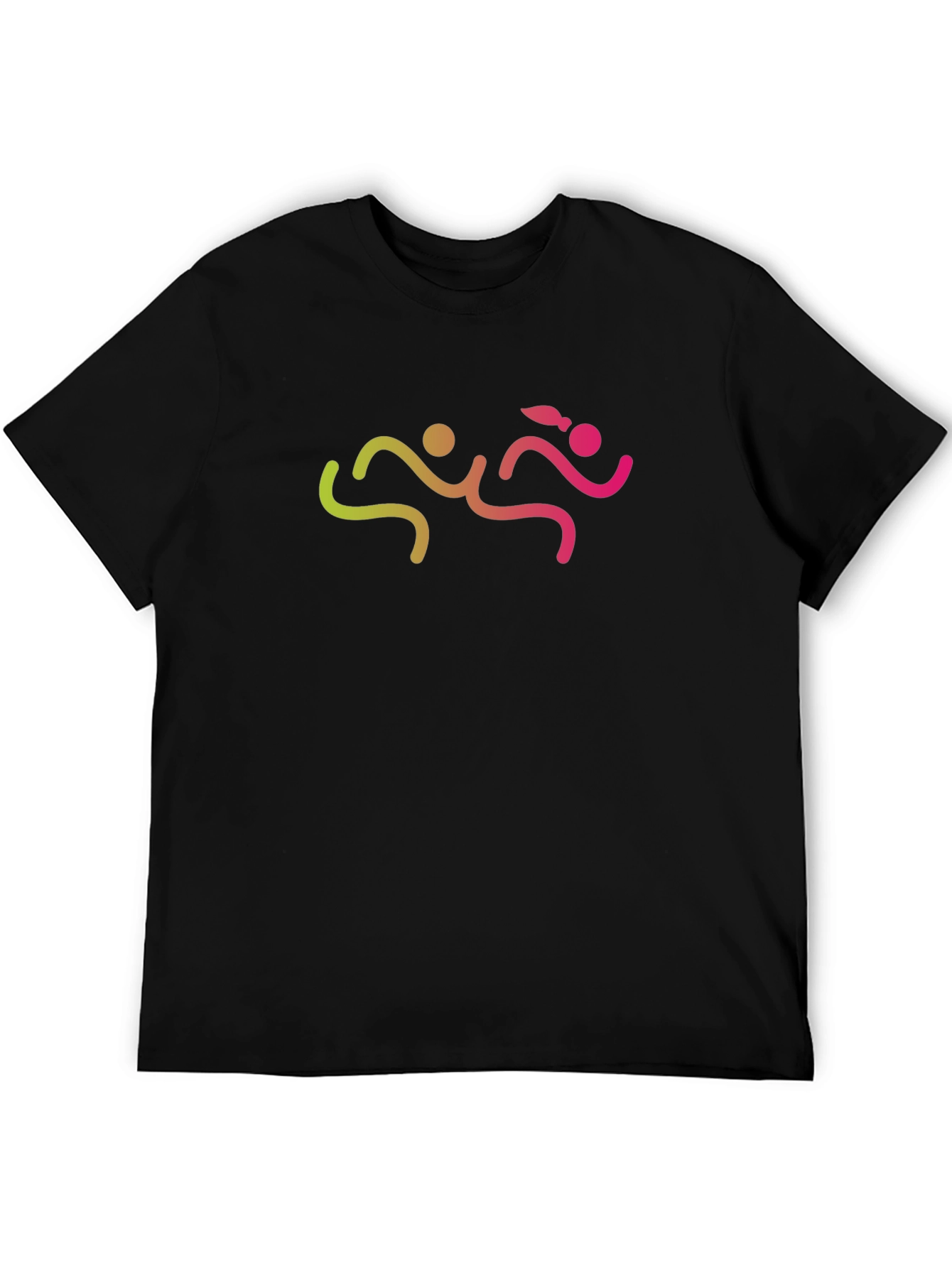 Mens Black Graphic Tee - Running Couple Design