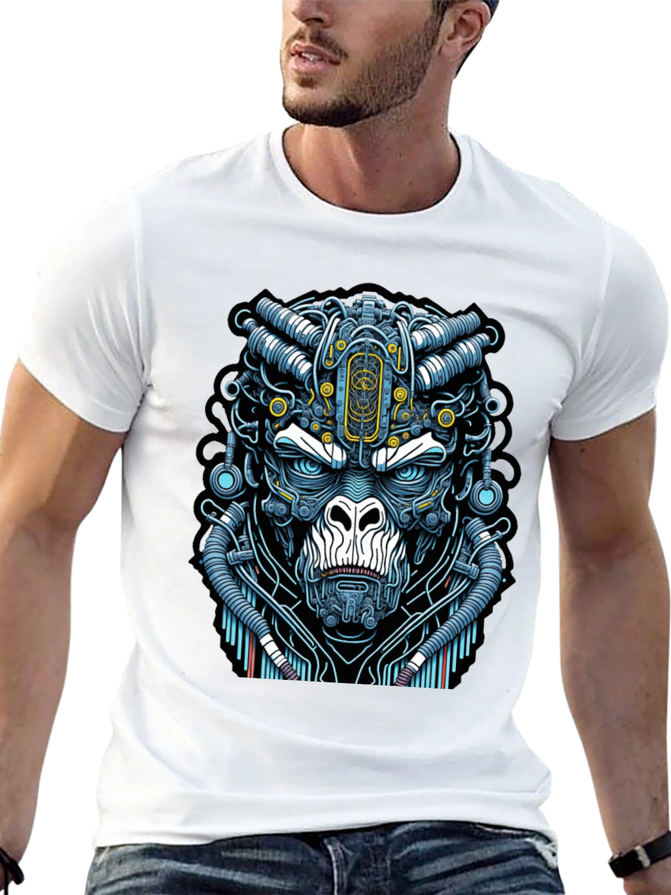 Cyber Gorilla T-Shirt - Unique Sci-Fi Ape Design
