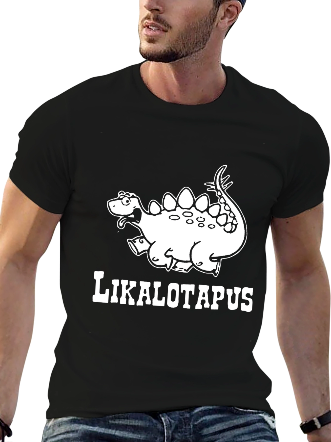Likolotapus Dinosaur Graphic Black T-Shirt