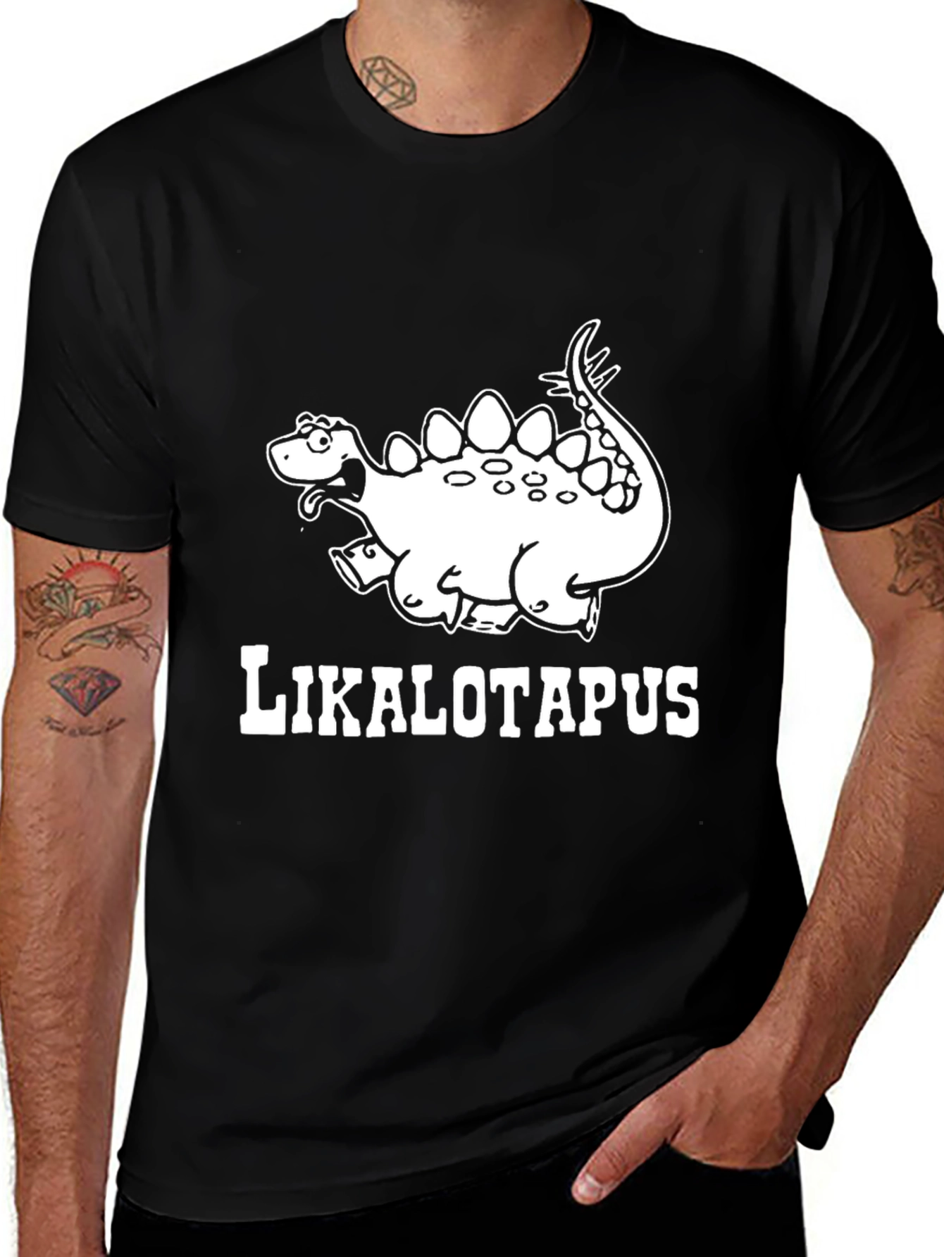 Likolotapus Dinosaur Graphic Black T-Shirt
