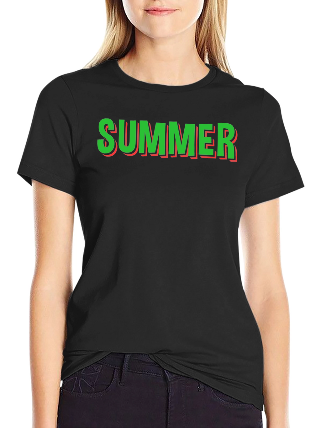 Summer Graphic Tee - Black Cotton T-Shirt