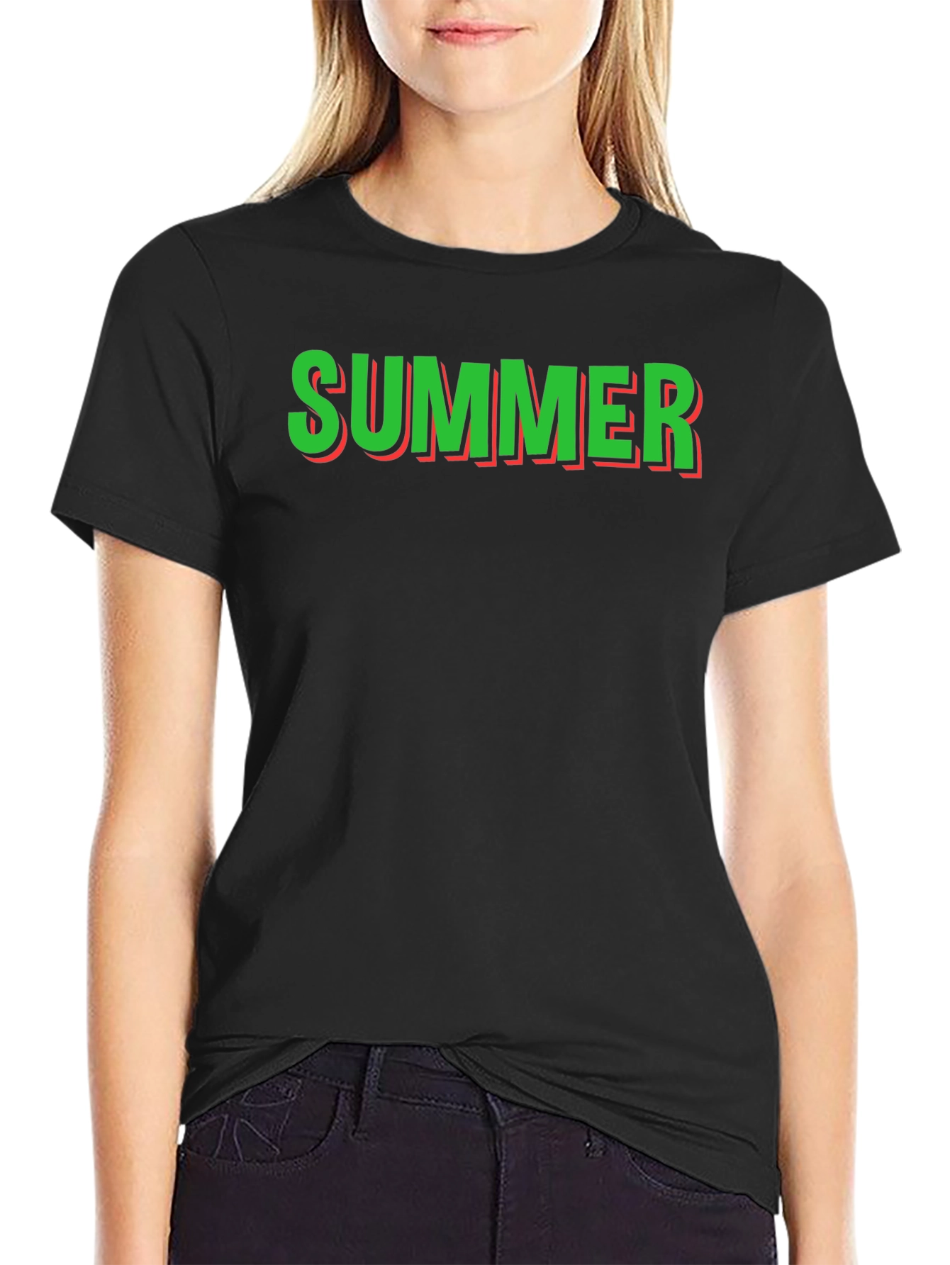 Summer Graphic Tee - Black Cotton T-Shirt