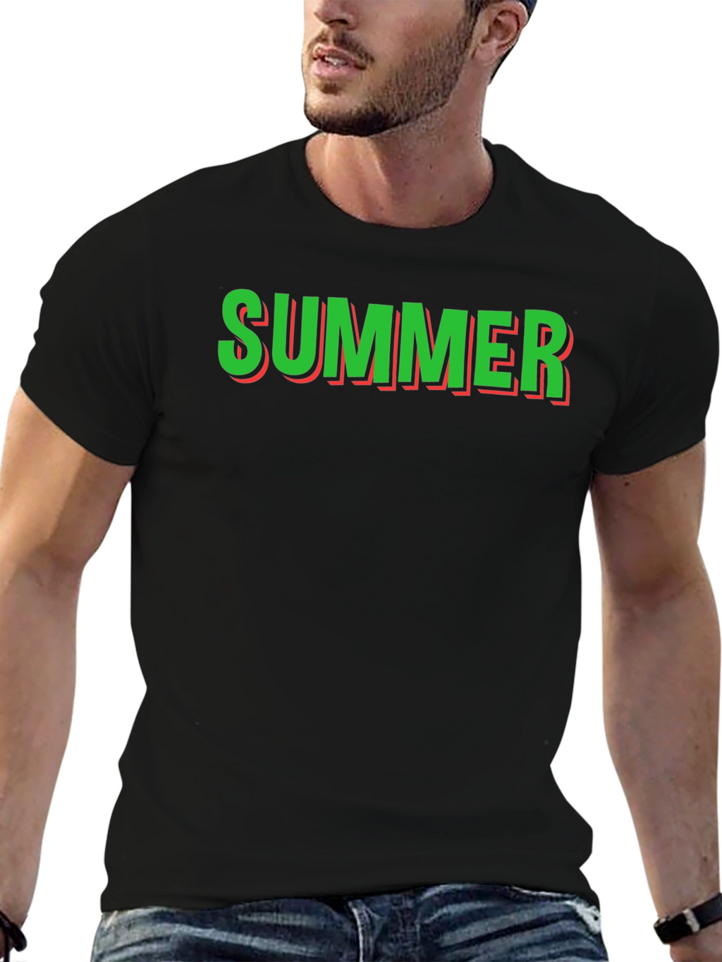Summer Graphic Tee - Black Cotton T-Shirt