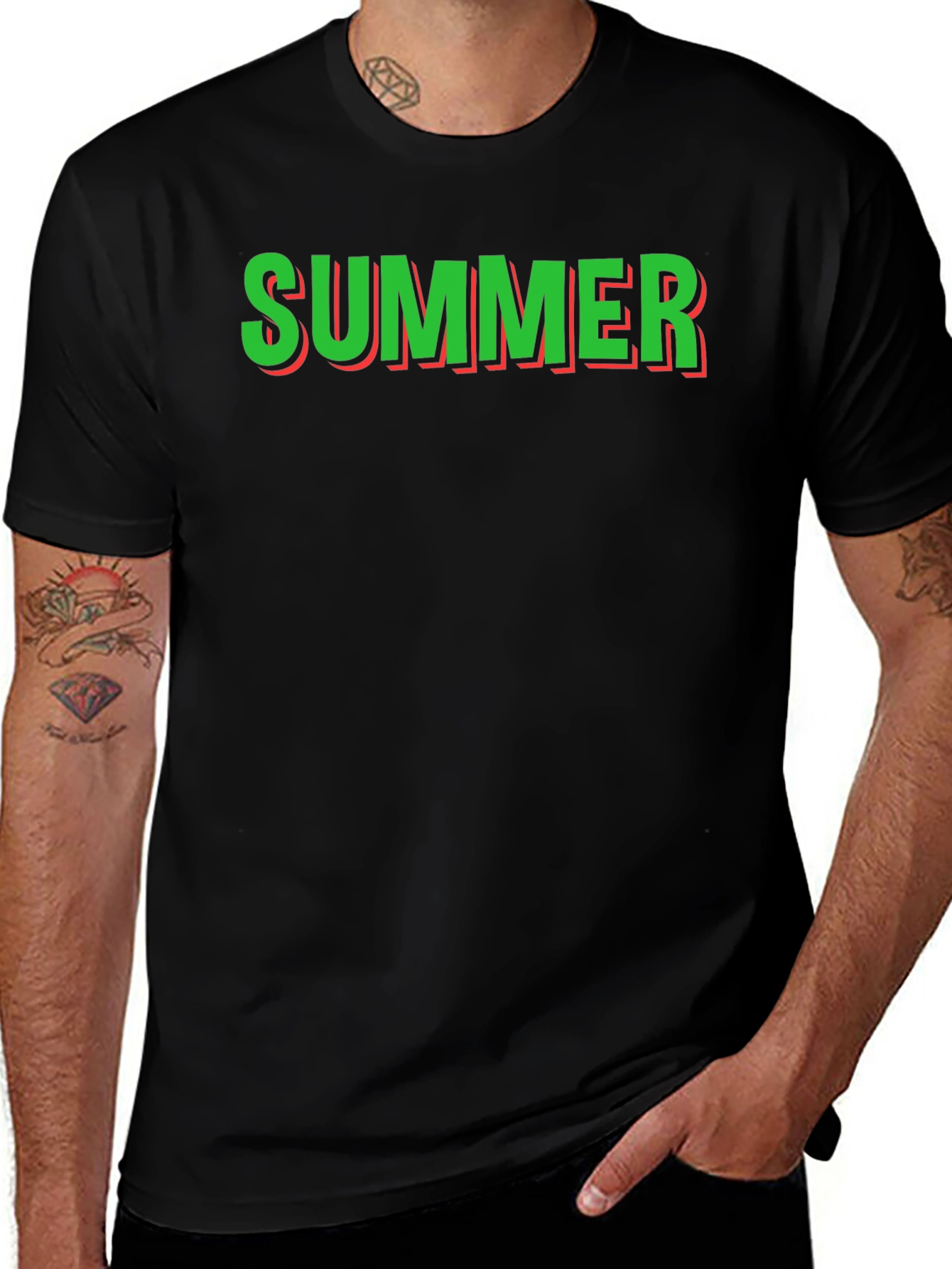 Summer Graphic Tee - Black Cotton T-Shirt