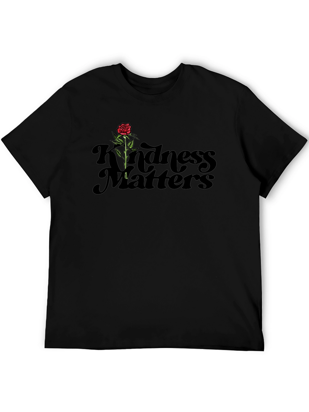 Kindness Matters Black T-Shirt With Rose