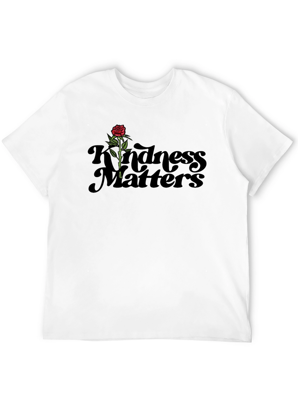 Kindness Matters Black T-Shirt With Rose