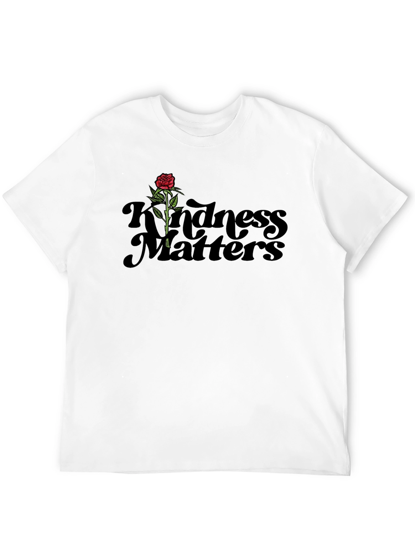 Kindness Matters Black T-Shirt With Rose