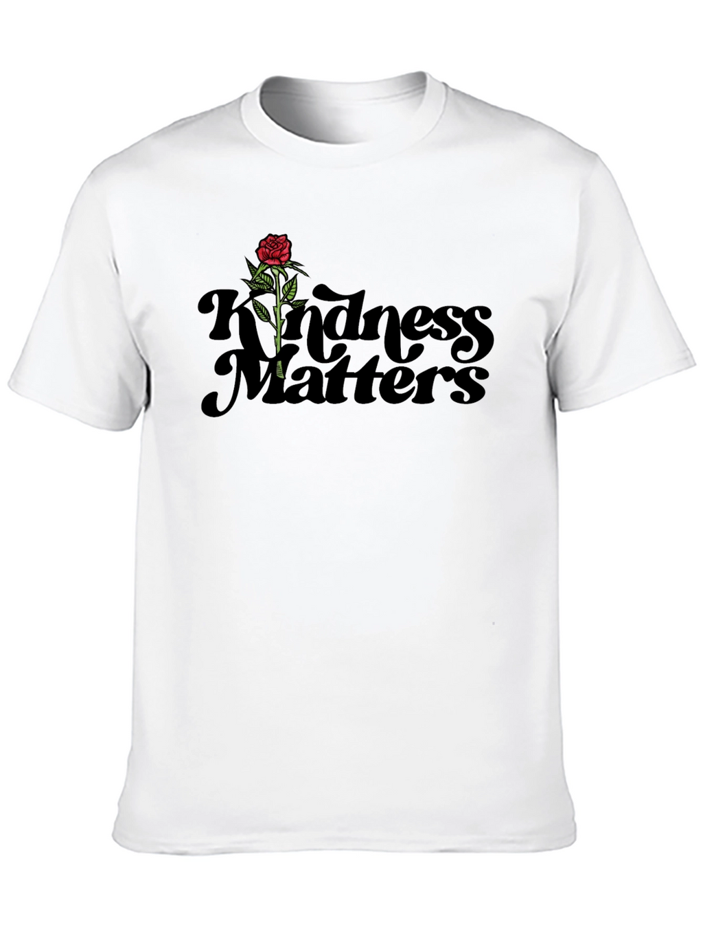 Kindness Matters Black T-Shirt With Rose