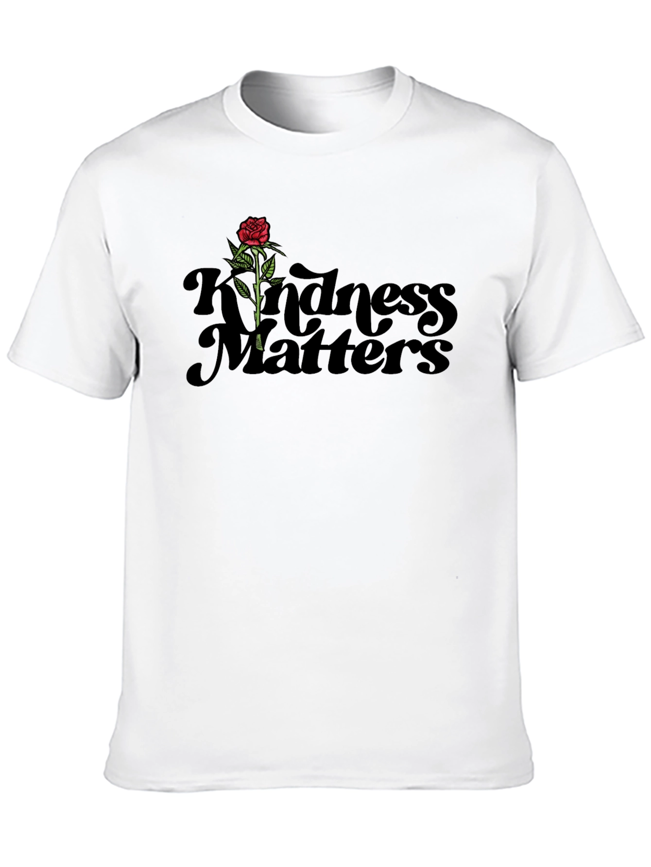 Kindness Matters Black T-Shirt With Rose