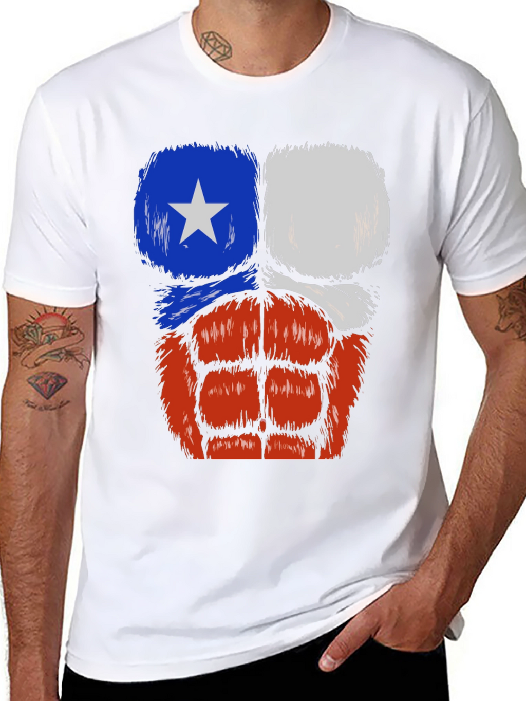 Chile Flag Muscle Chest T-Shirt - Black