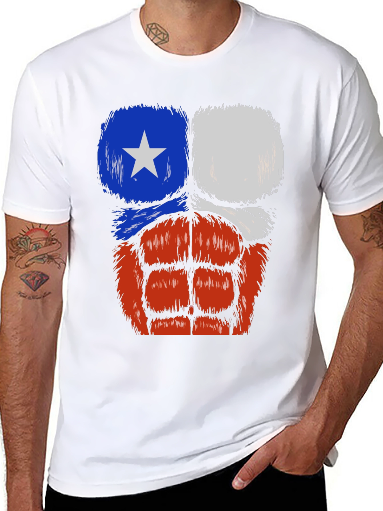 Chile Flag Muscle Chest T-Shirt - Black