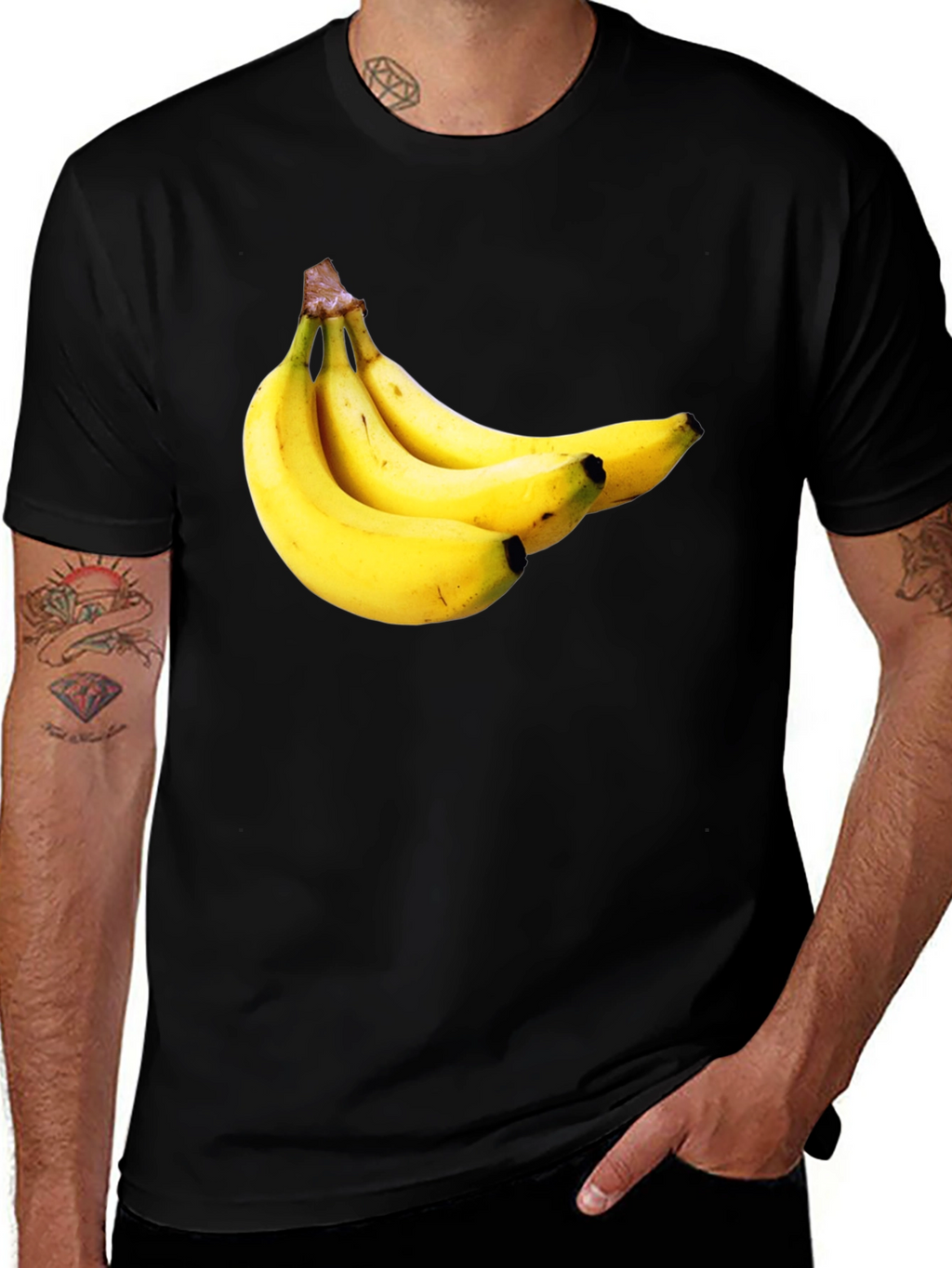 Banana Pattern Black T-Shirt