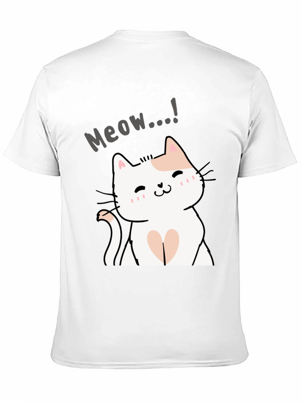 Cute Meow Cat Graphic Black T-Shirt