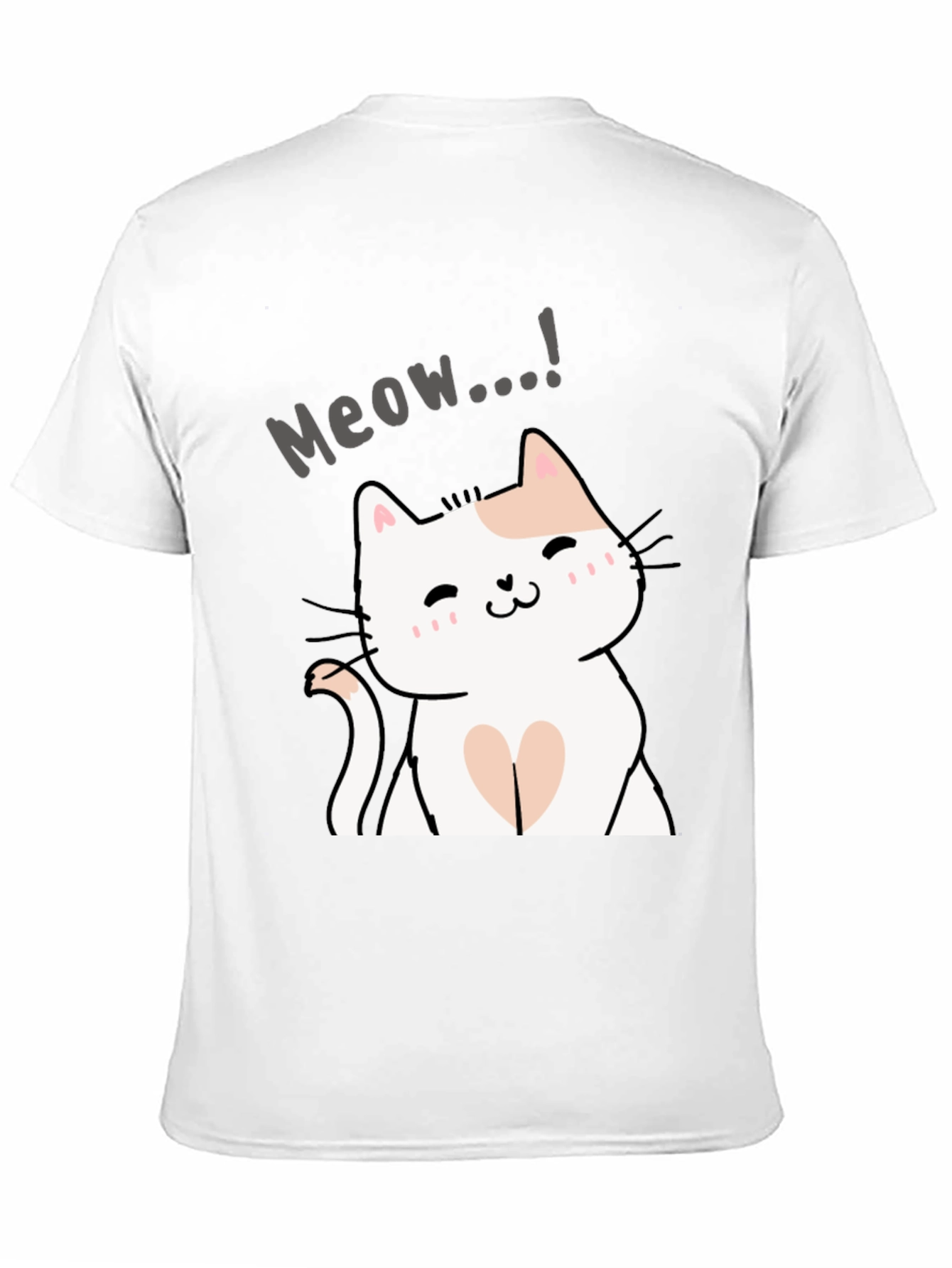 Cute Meow Cat Graphic Black T-Shirt