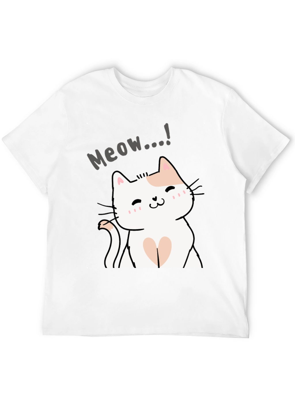 Cute Meow Cat Graphic Black T-Shirt
