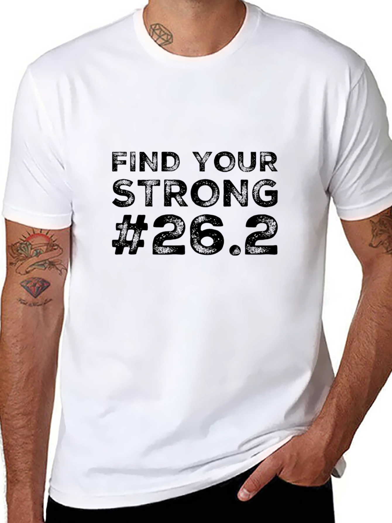 Find Your Strong 26.2 Marathon Black T-Shirt