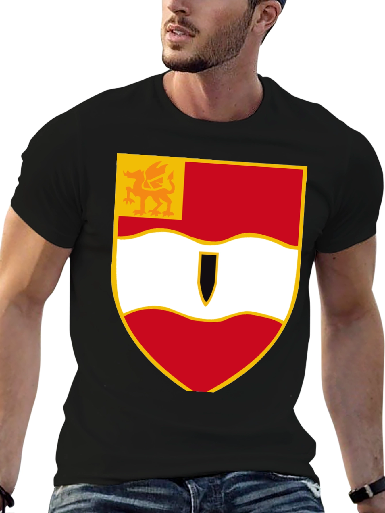 Heraldic Crest Shield Black T-Shirt