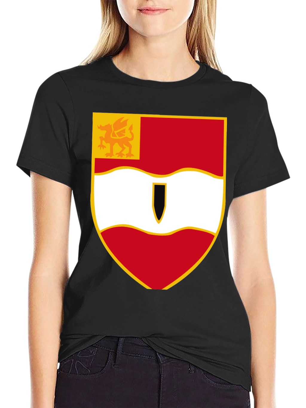 Heraldic Crest Shield Black T-Shirt