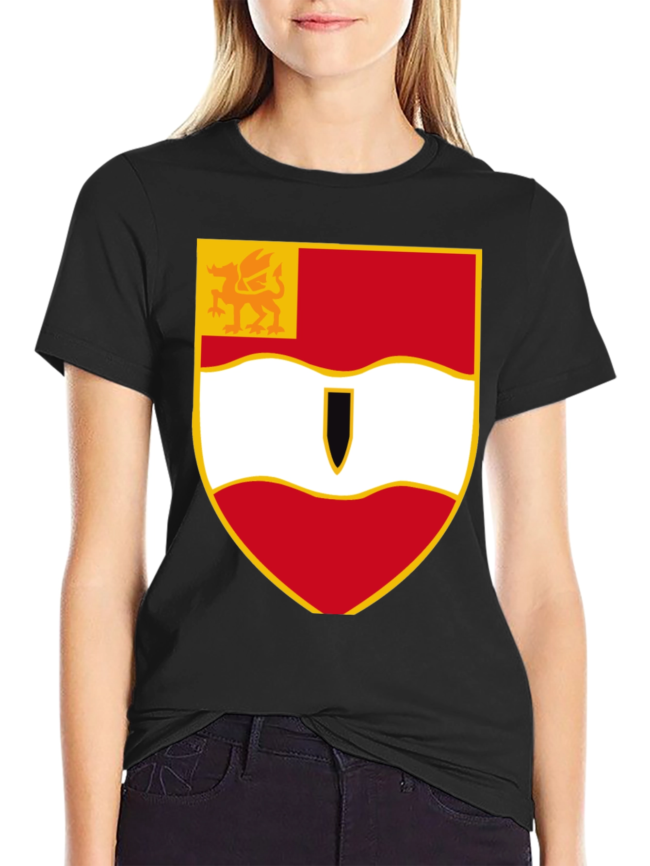 Heraldic Crest Shield Black T-Shirt