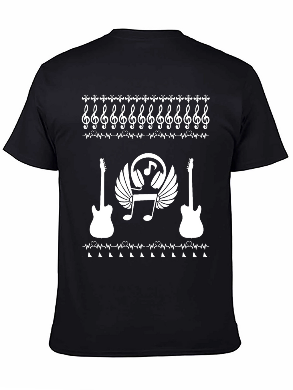 Music Lover T-Shirt - Guitar & Notes Design