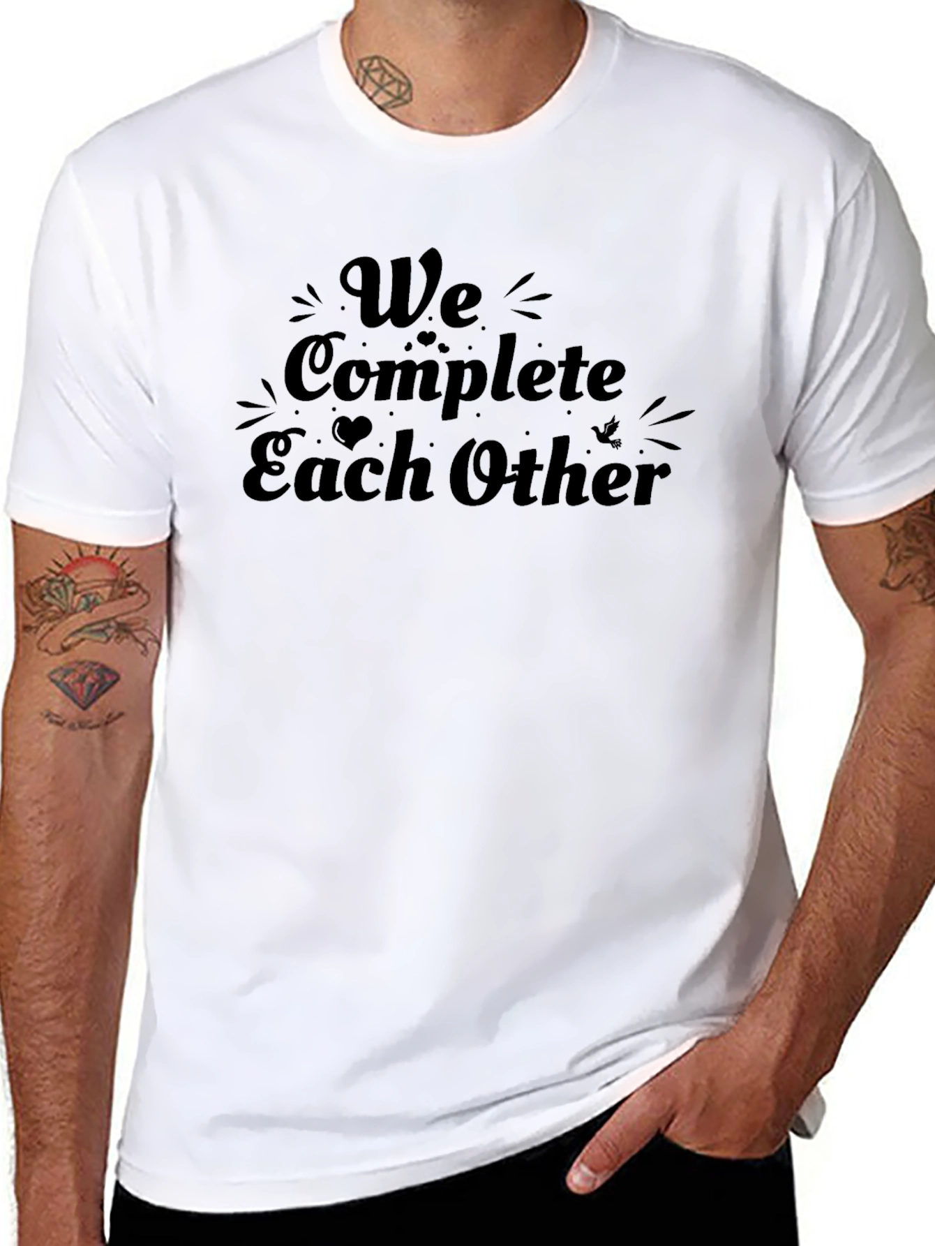 We Complete Each Other Black Graphic Tee