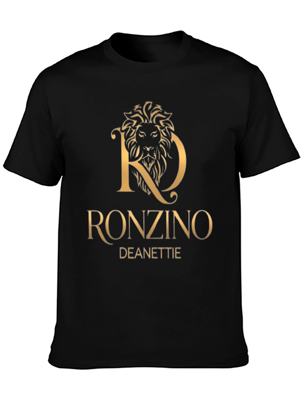 RonZino Deanettie Black T-Shirt Lion Gold Design