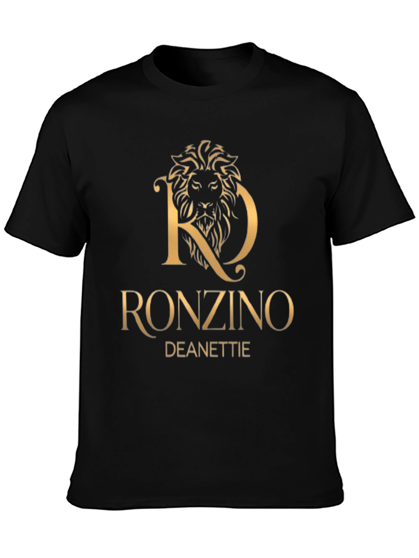 RonZino Deanettie Black T-Shirt Lion Gold Design