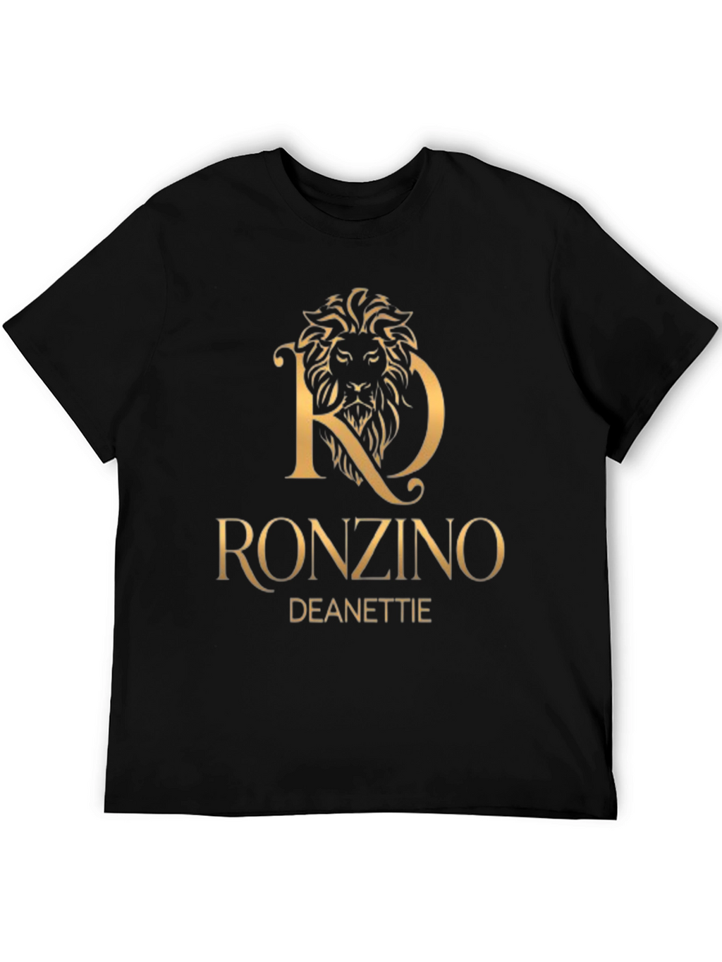 RonZino Deanettie Black T-Shirt Lion Gold Design