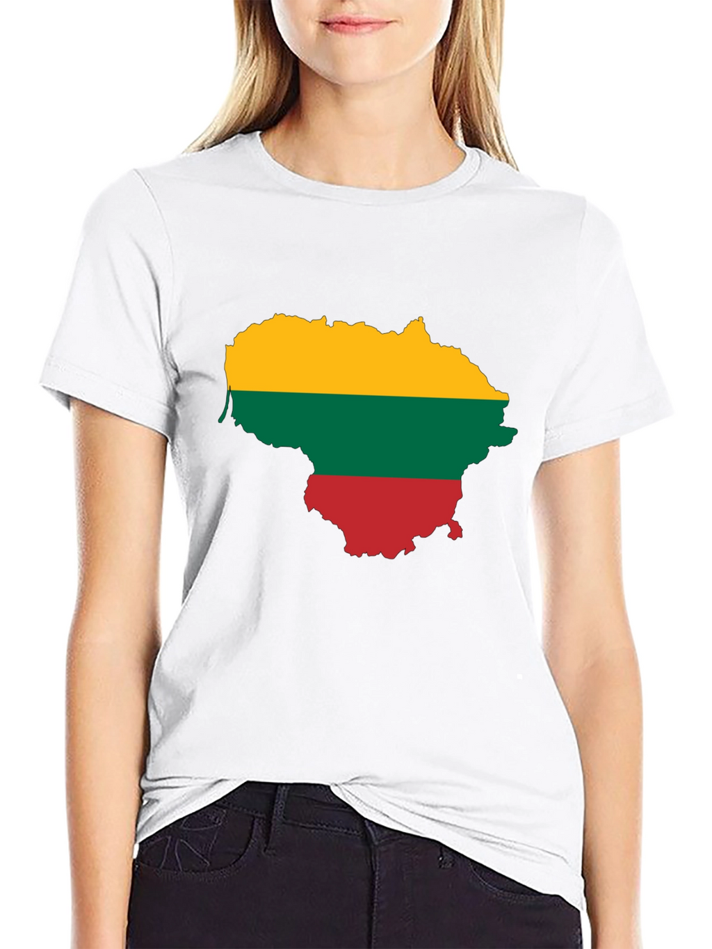 Lithuania Flag Map Graphic Tee - Black Casual Shirt