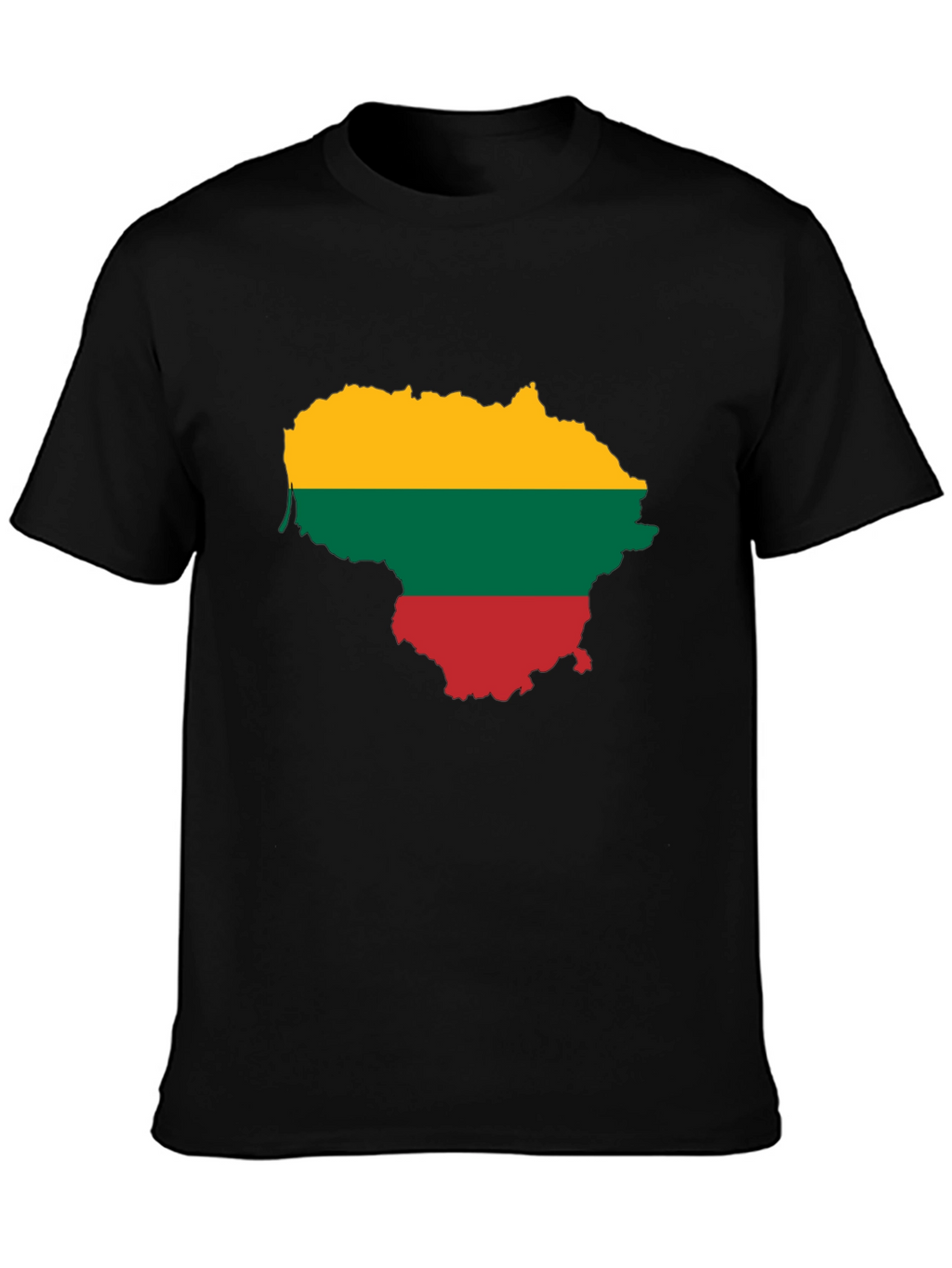 Lithuania Flag Map Graphic Tee - Black Casual Shirt