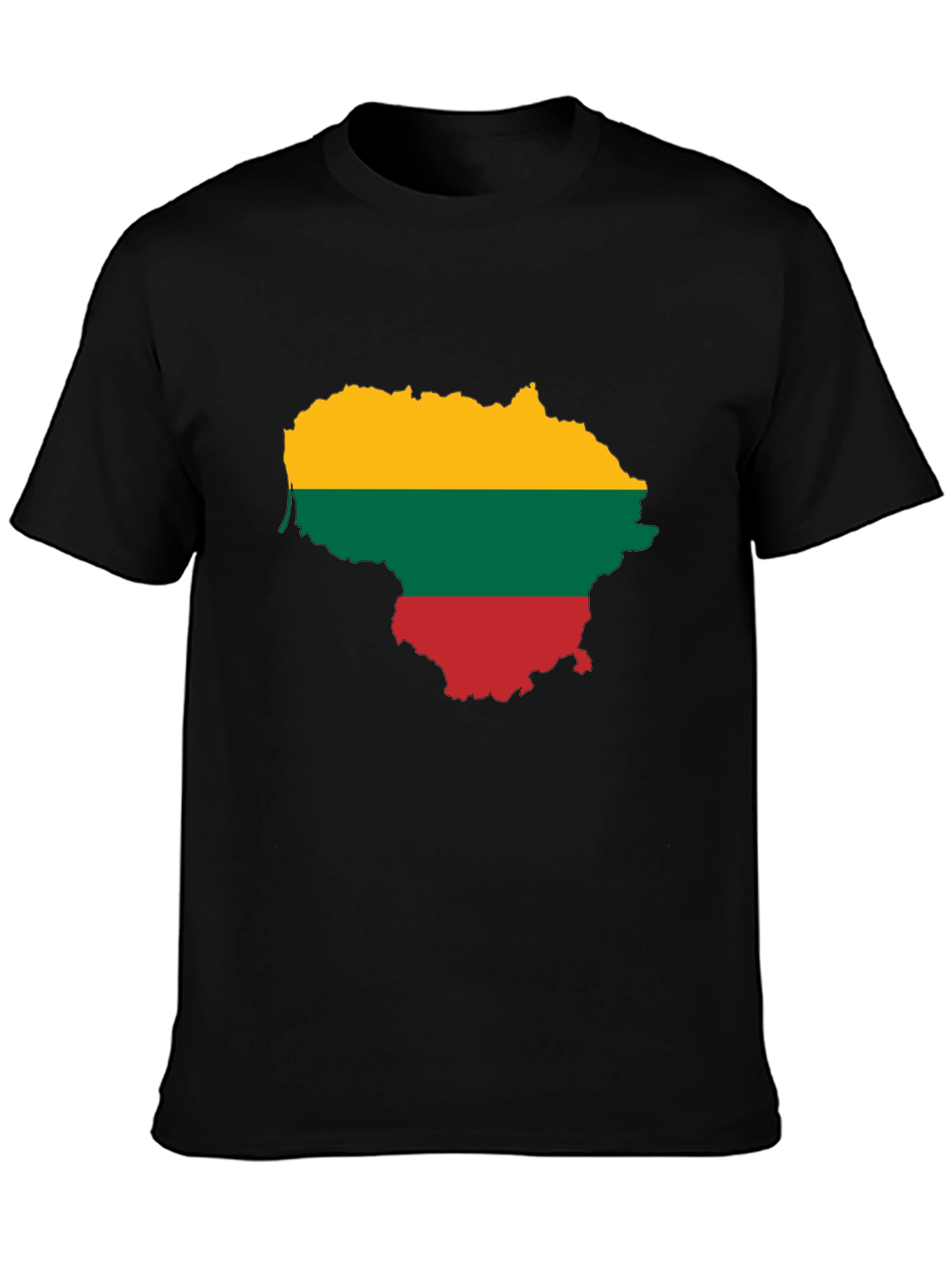 Lithuania Flag Map Graphic Tee - Black Casual Shirt