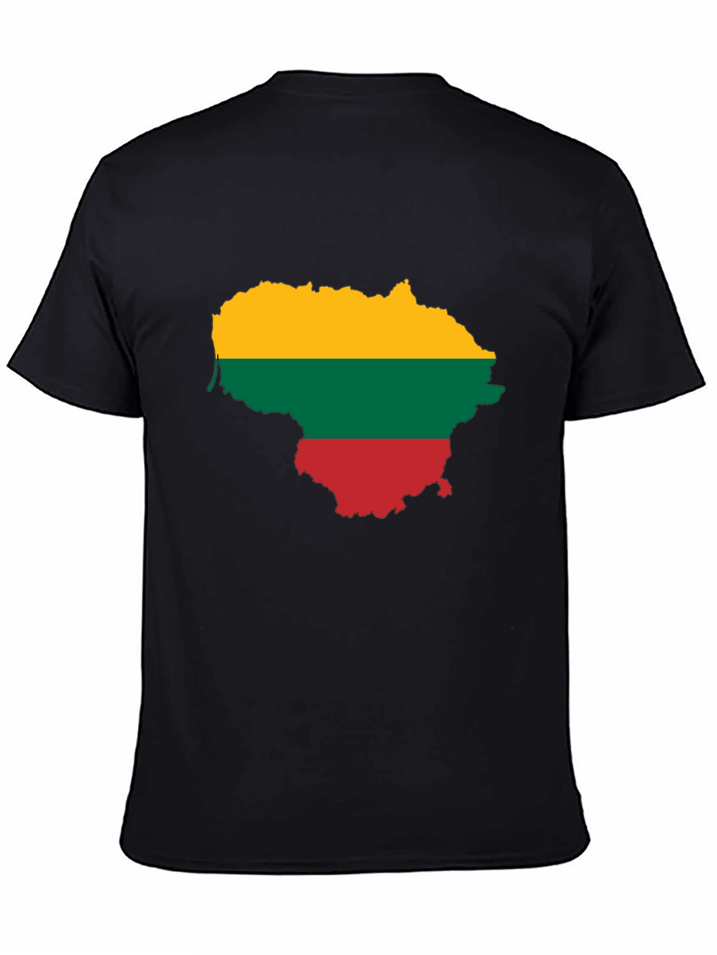 Lithuania Flag Map Graphic Tee - Black Casual Shirt
