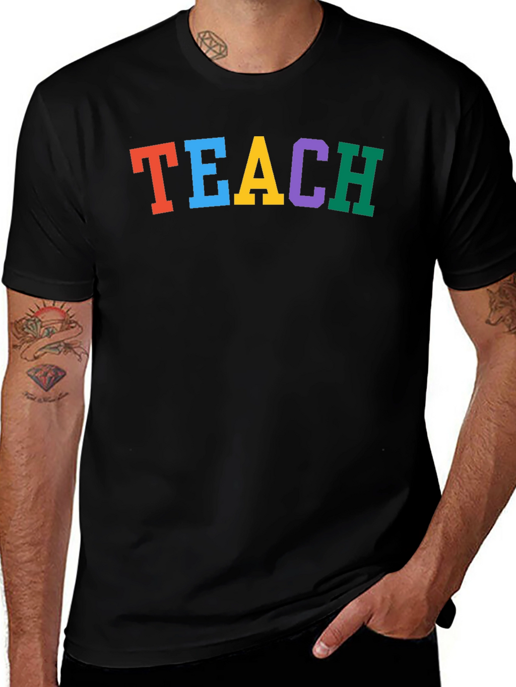 Colorful TEACH Black T-Shirt