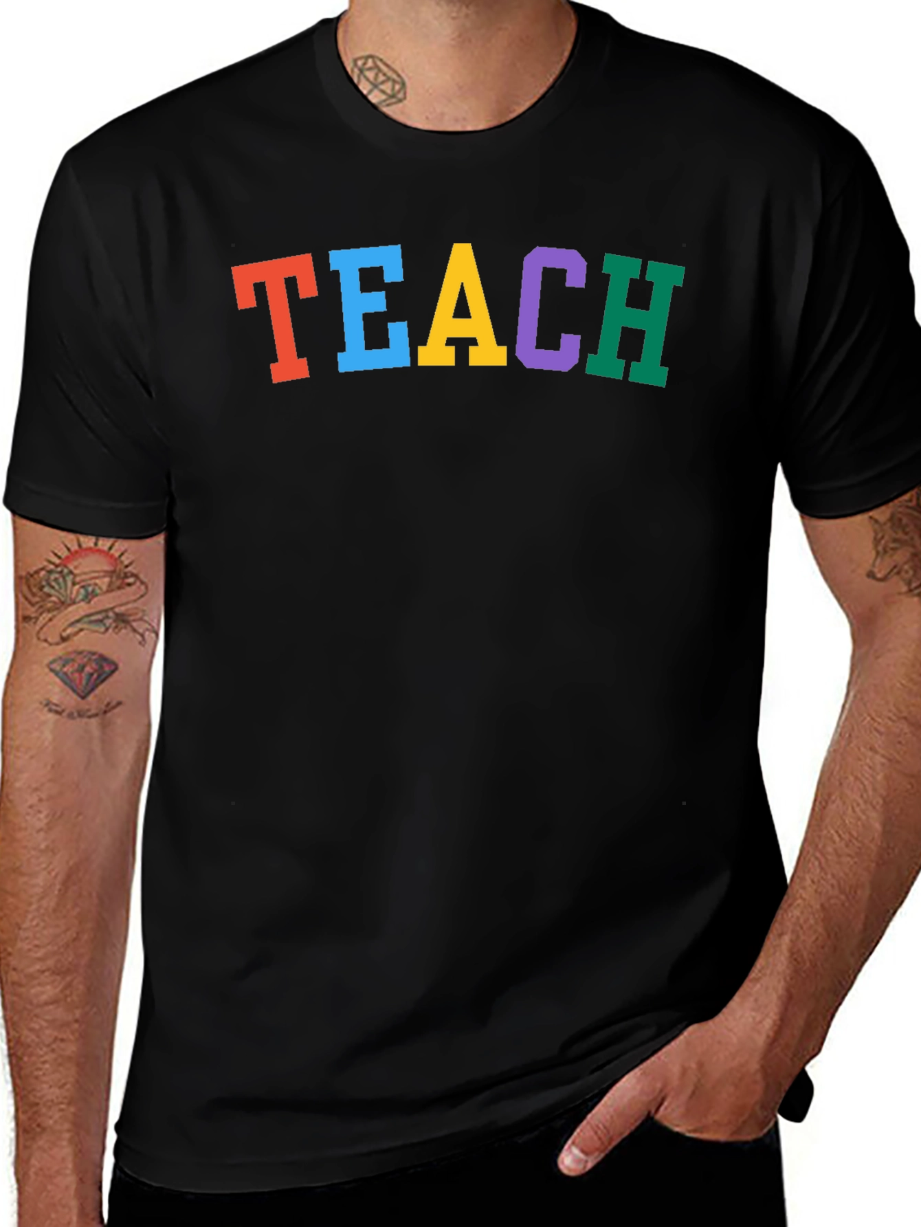 Colorful TEACH Black T-Shirt