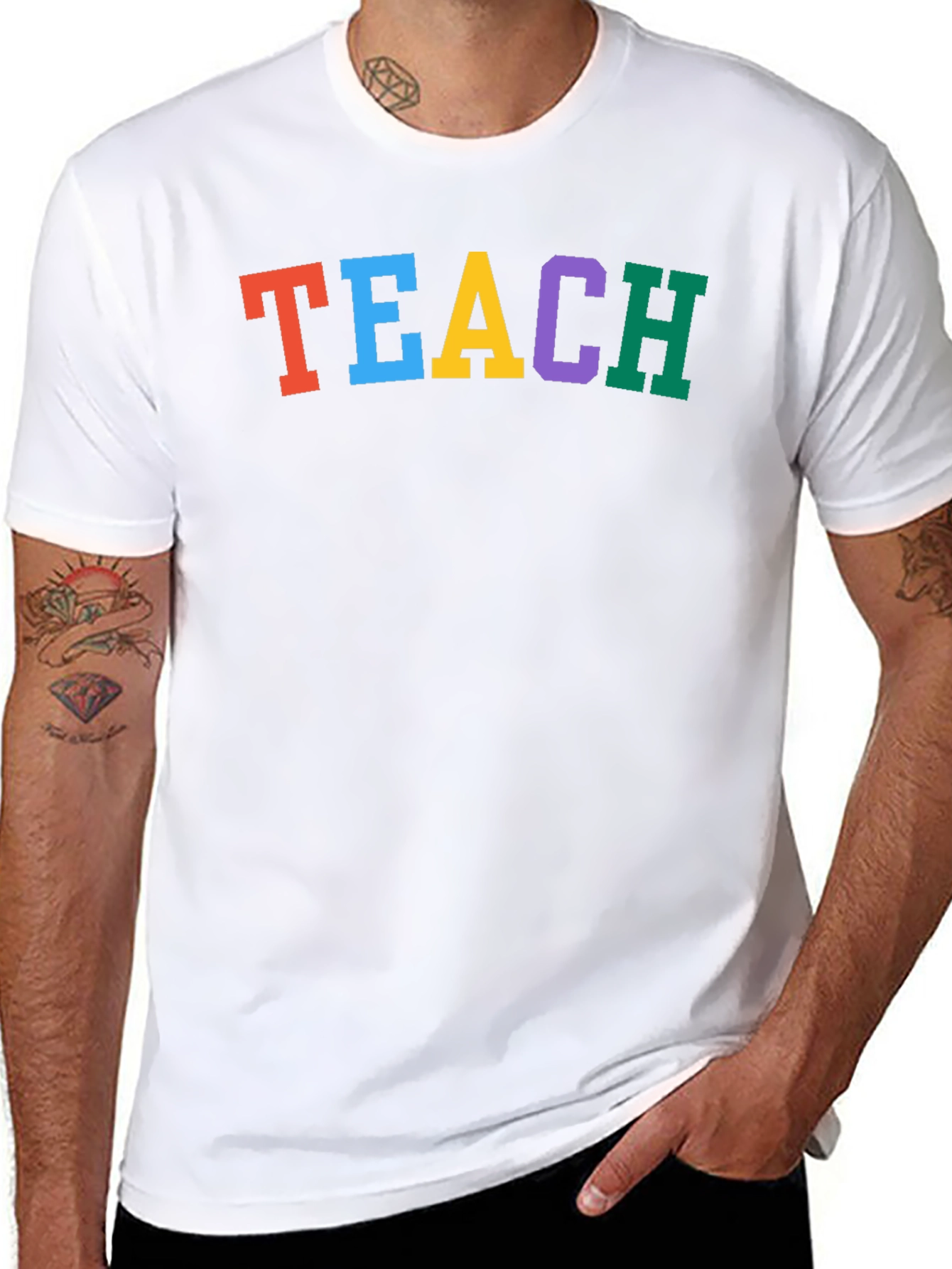 Colorful TEACH Black T-Shirt