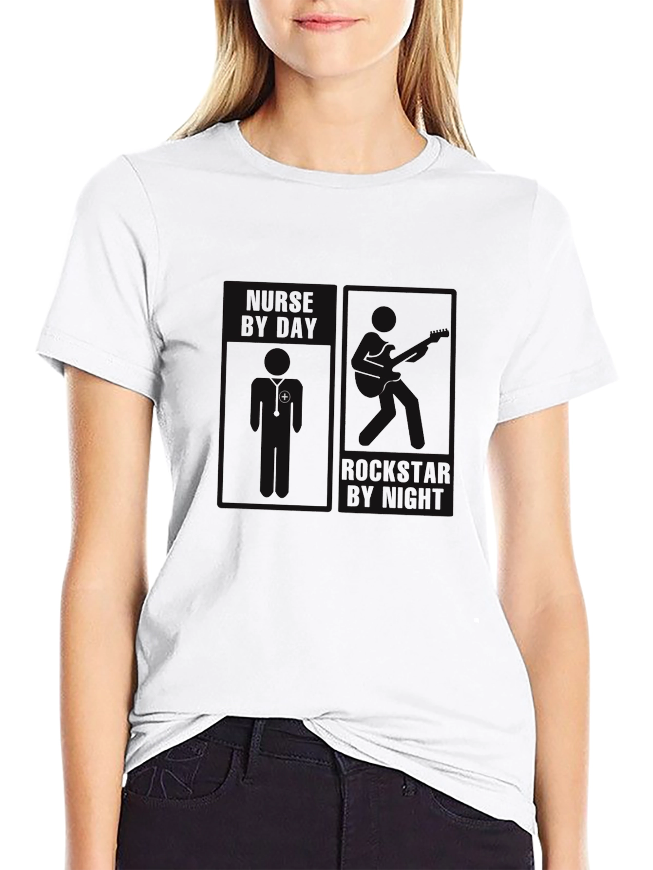 Black Nurse By Day Rockstar By Night Graphic T-Shirt