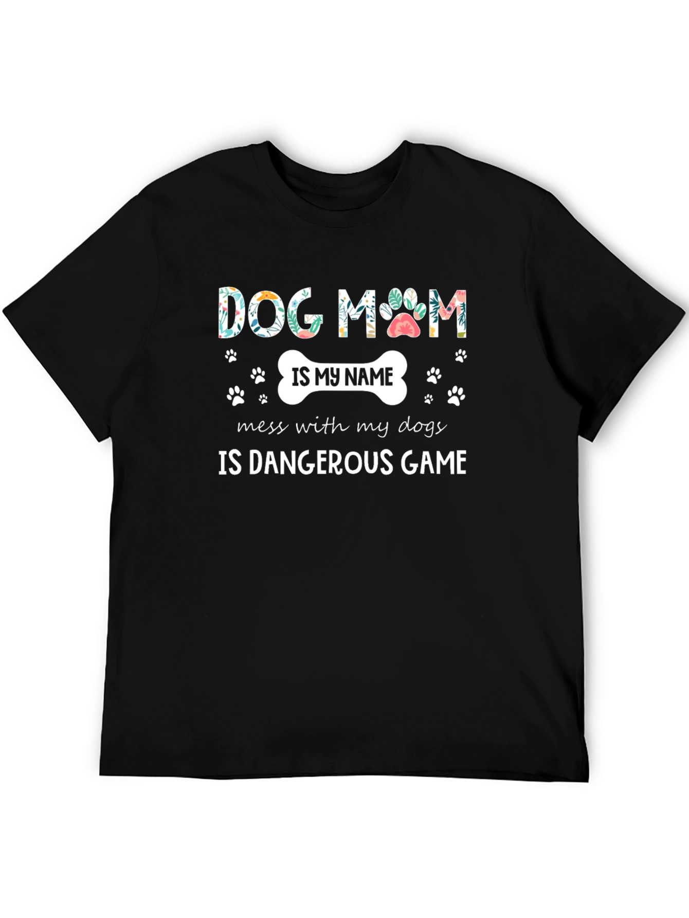Dog Mom T-Shirt - Floral Paw Print Design
