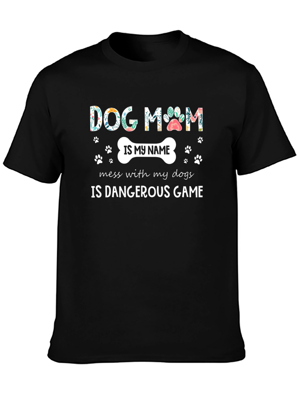 Dog Mom T-Shirt - Floral Paw Print Design