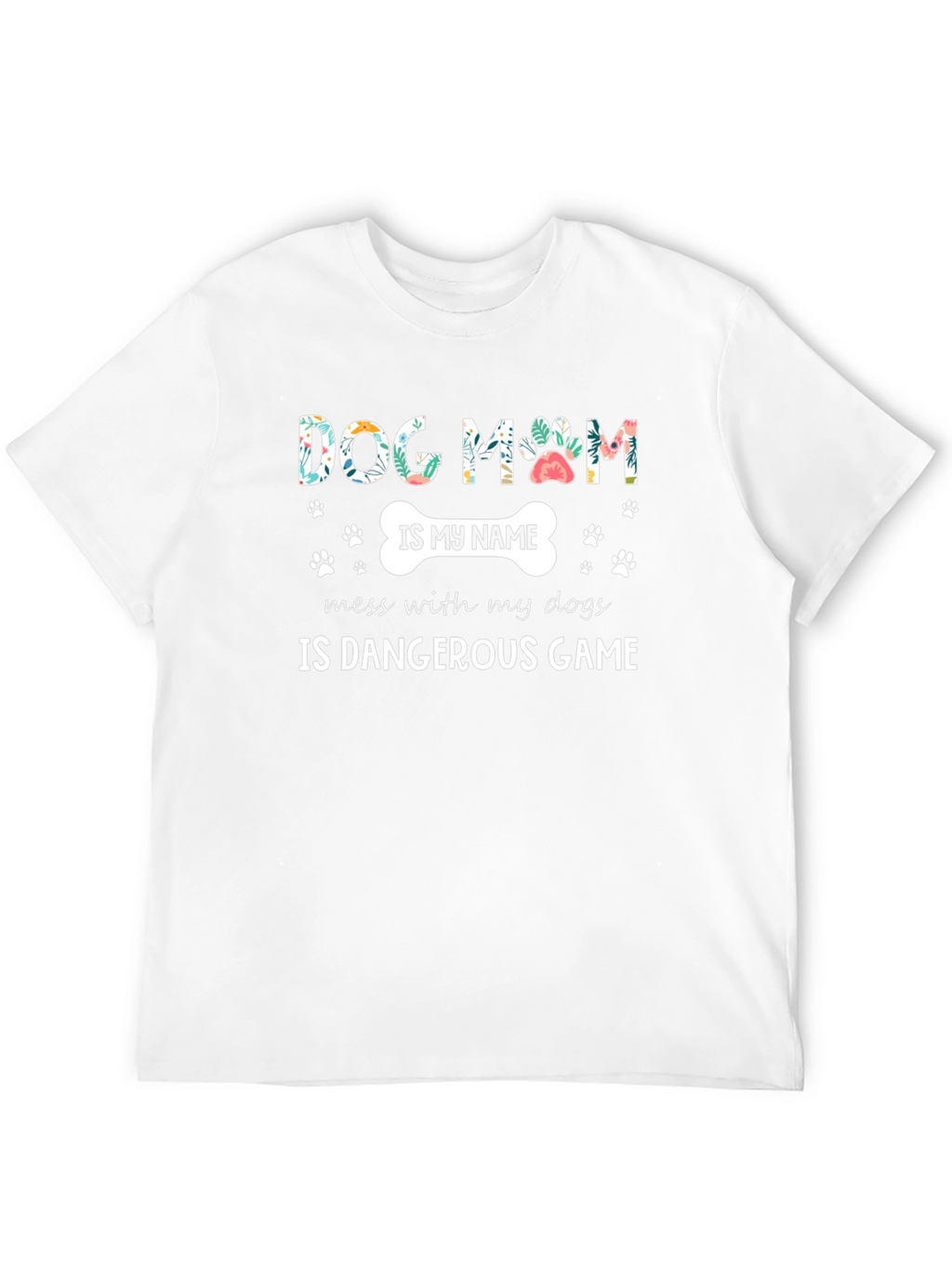 Dog Mom T-Shirt - Floral Paw Print Design