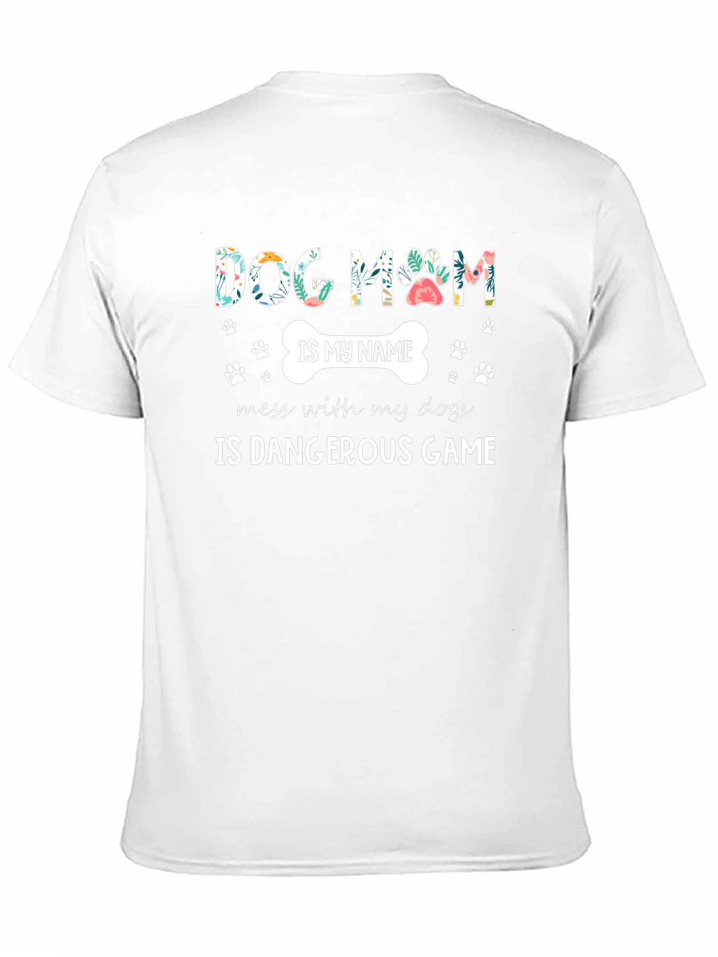 Dog Mom T-Shirt - Floral Paw Print Design