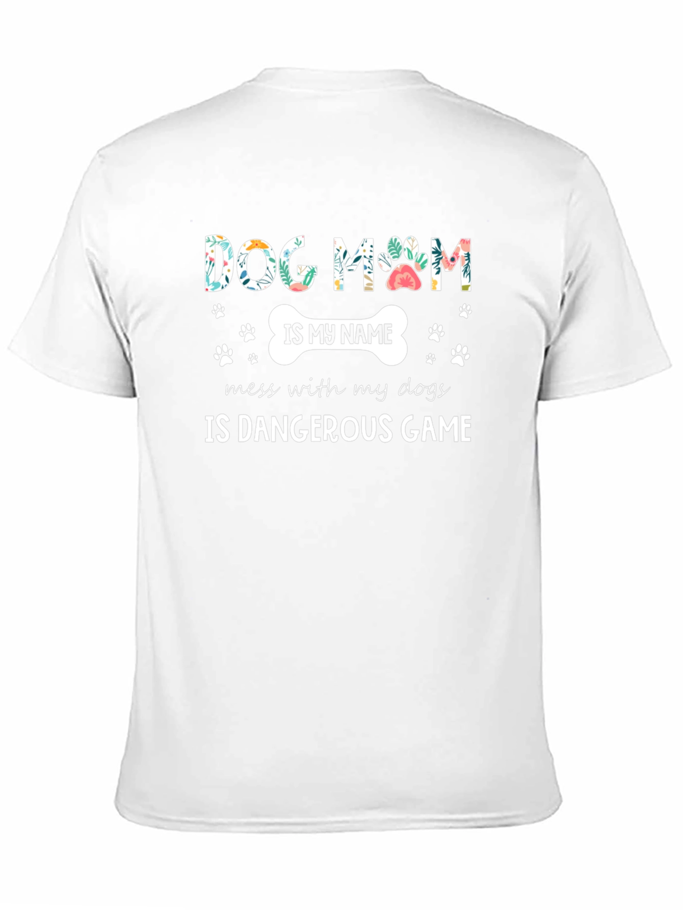 Dog Mom T-Shirt - Floral Paw Print Design