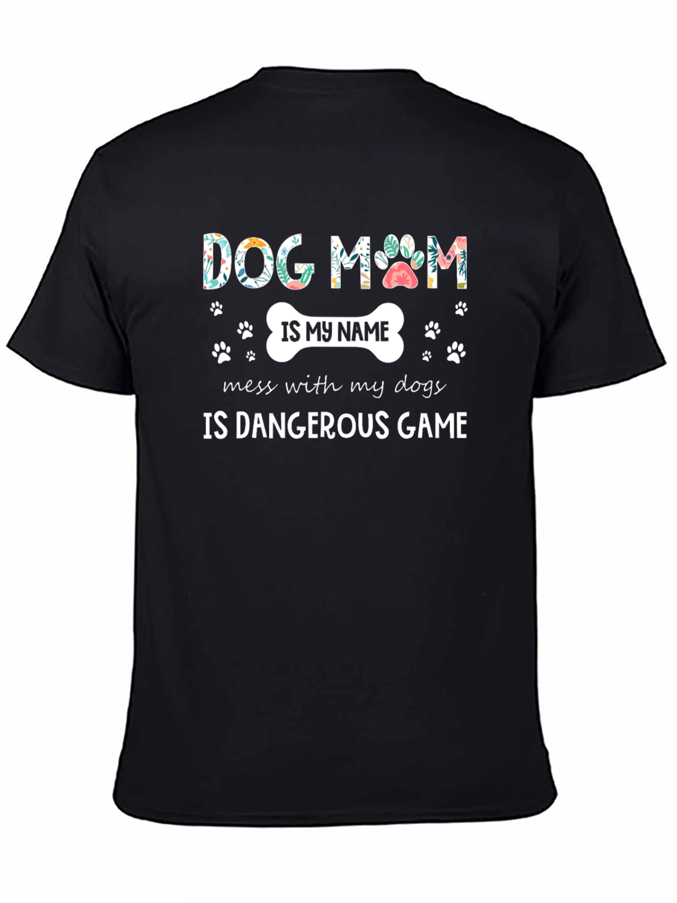 Dog Mom T-Shirt - Floral Paw Print Design