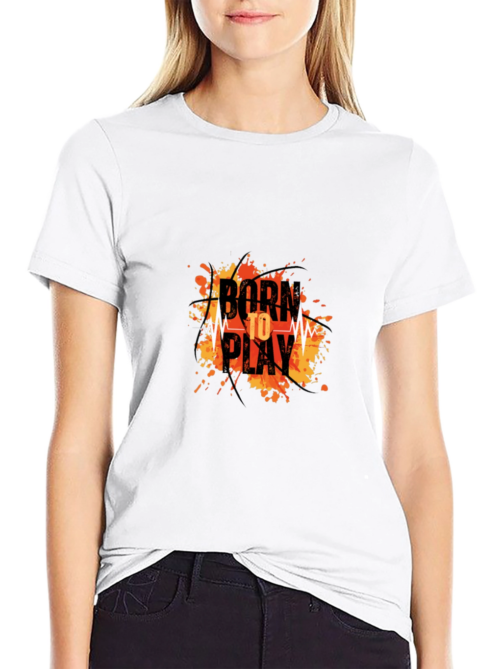 Born To Play Graphic Print Black T-Shirt
