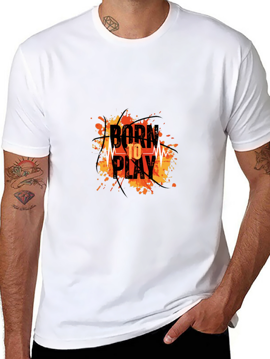 Born To Play Graphic Print Black T-Shirt