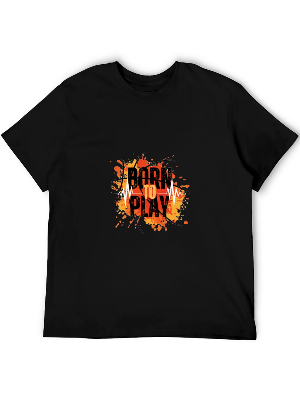 Born To Play Graphic Print Black T-Shirt
