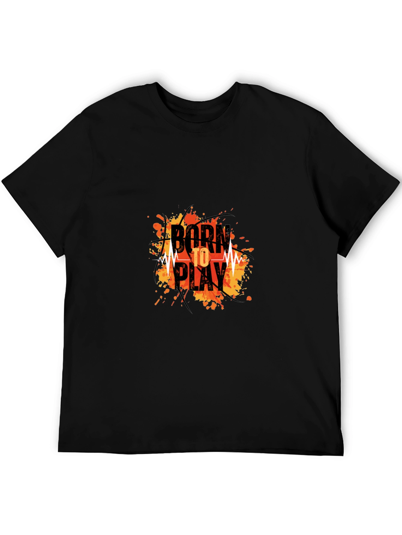 Born To Play Graphic Print Black T-Shirt