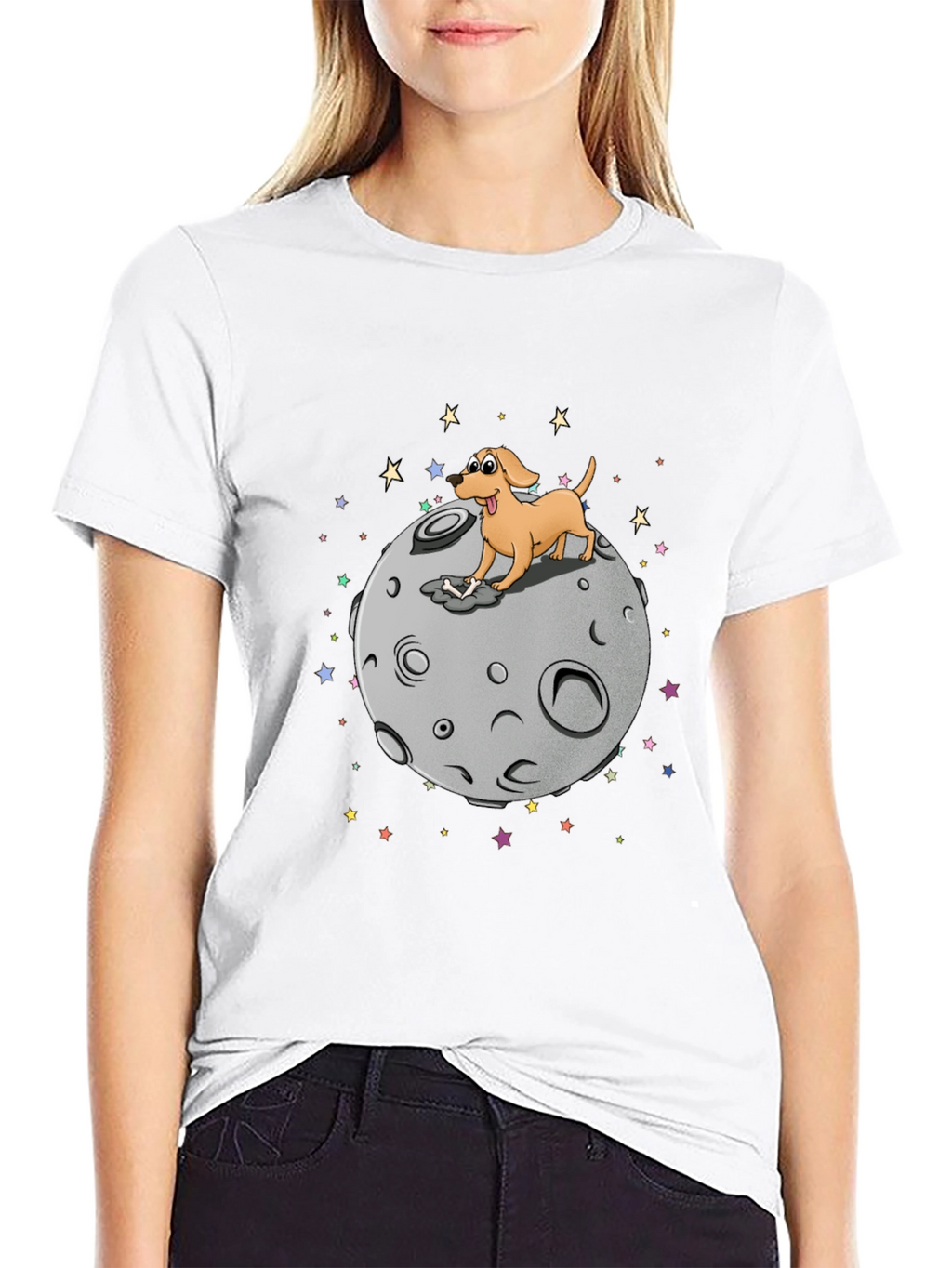 Dog on Moon Graphic T-Shirt