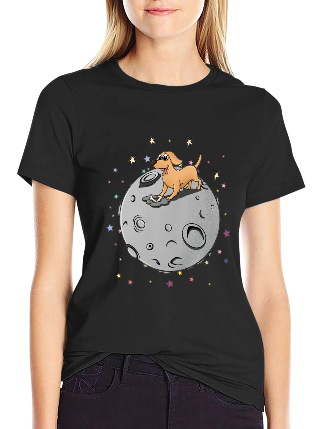 Dog on Moon Graphic T-Shirt