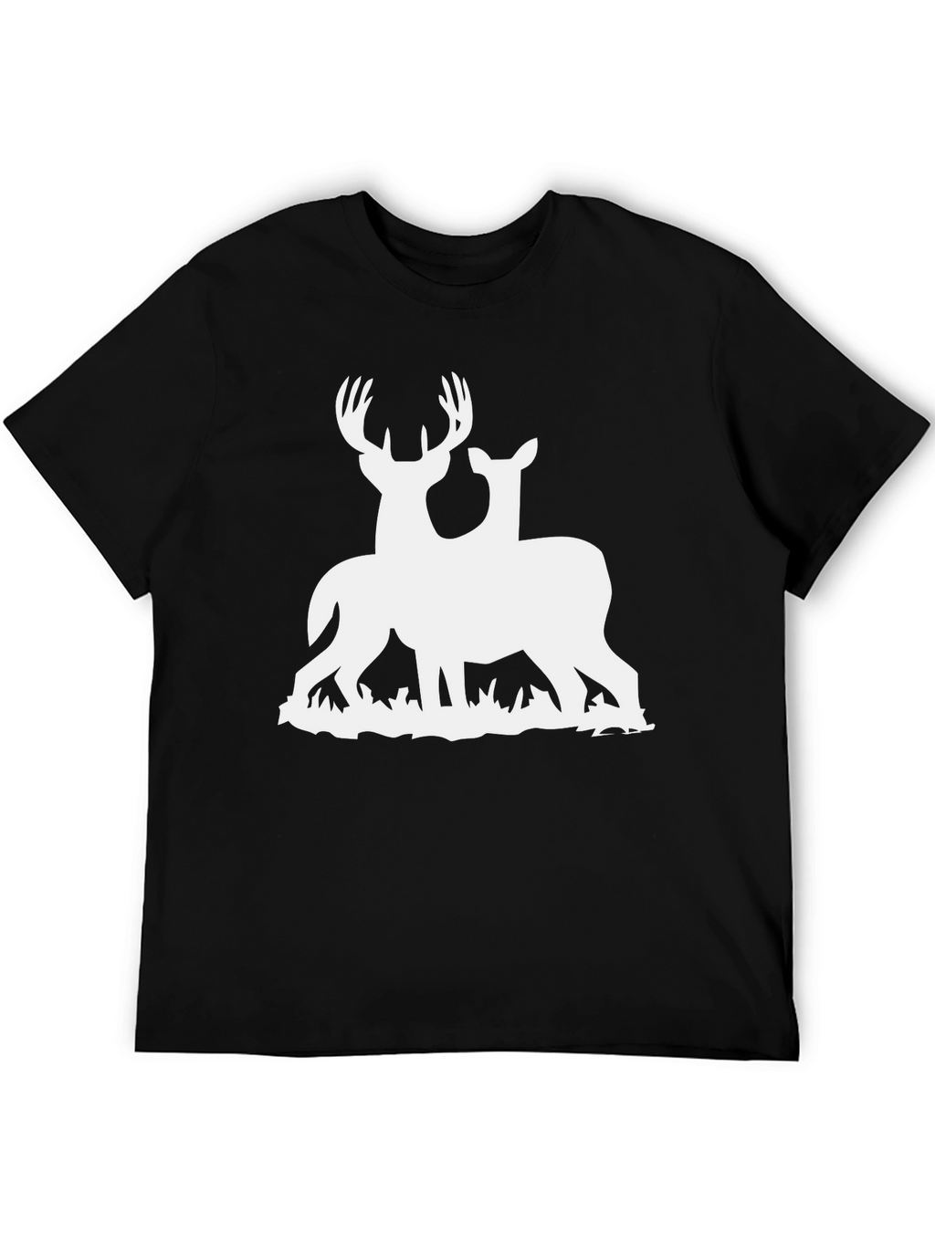 Deer Couple Graphic Tee - Black